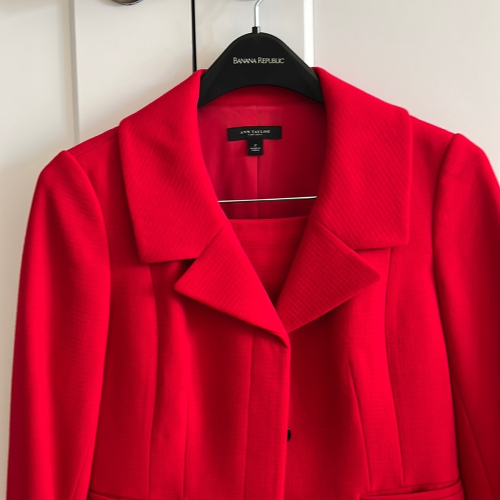 Ann Taylor red skirt suit